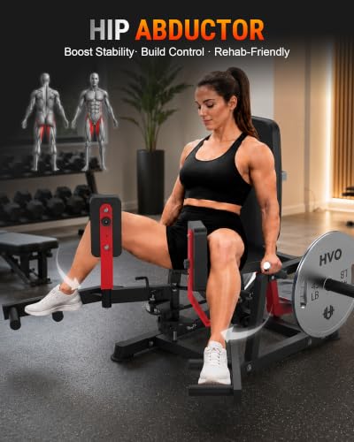 HVO Hip Abductor Machine,6-Level Adjustable,360°Rotating Pad,1600LBS - color: Red