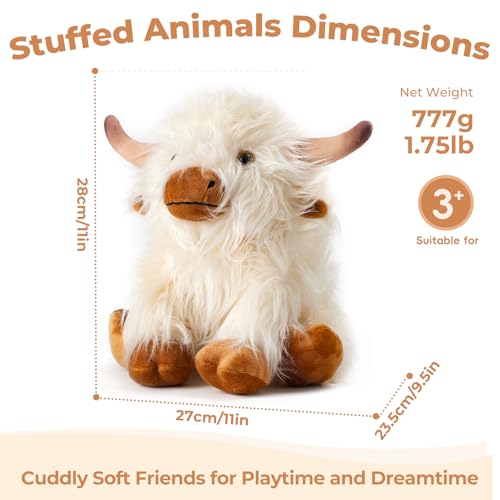 Microwavable Highland Cow Stuffed Animals, Heatable & Coolable Plush Toys - style: A-White Highland Cow