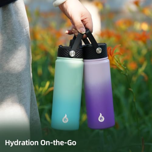 BJPKPK 22oz Insulated Water Bottle with Straw Lid, Stainless Steel Bottle - color: Ocean, size: 22 Ounces