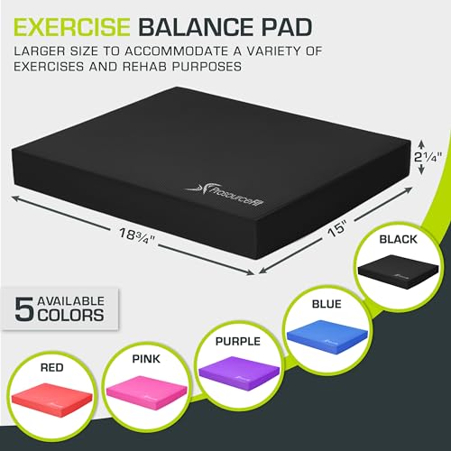 ProsourceFit Exercise Balance Pad, Non-Slip Cushioned Foam Mat & Knee Pad for Fitness and Stability Training, Yoga, Physical Therapy - color: Black, size: 15x19