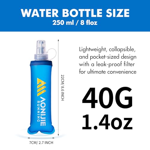 AONIJIE Running Water Bottle 2PCS Soft Flask - size: 2Pcs-250ml