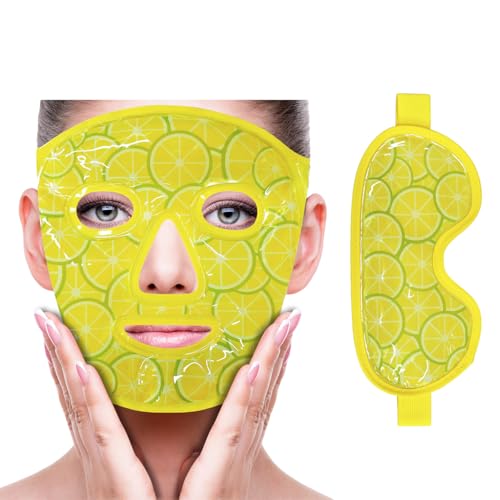 ZNÖCUETÖD Cooling Mask Ice Pack for Face Eye, Hot Cold Compress for Face - color: Lemon Yellow