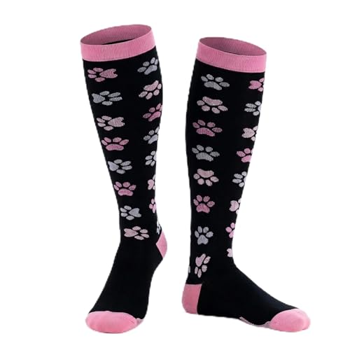 COUVER Unisex Graduated Athletic Compression Socks - color: Dog Paws Print, size: Small-Medium