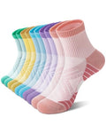 Womens Compression Ankle Crew Socks, Breathable Cushioned Socks - color: Blue Purple Pink Yellow Green, size: 6-9