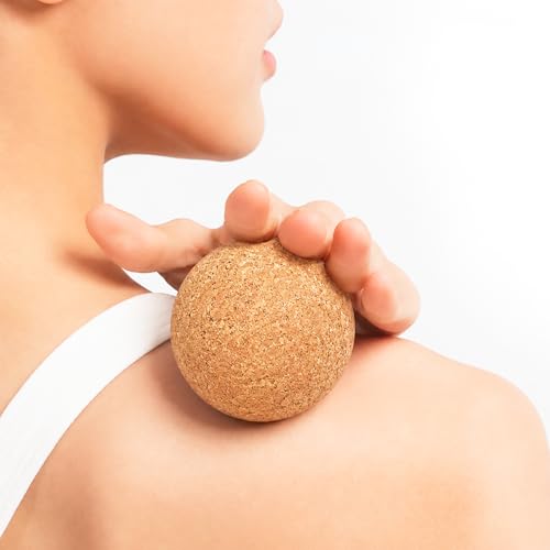 1pc Cork Massage Ball 2.4in, Wooden Cork Yoga Ball for Foot, Back, Shoulder and Leg Massage, Firm Fascia Roller Balls for Muscle Relaxation, Home Gym Travel