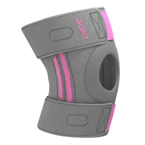 AOFIT Adjustable Knee Brace Metal Springs & Anti-Slip for Sports Gray XXL - color: Gray-XXL