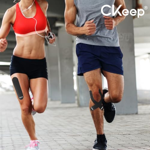 CKeep Kinesiology Tape, Elastic Precut Strips 4 Rolls, Black - color: Black, size: 4 Rolls
