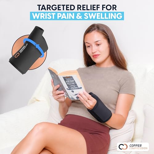 CopperFreeze™ Wrist Sleeve by Copper Compression. Hot & Cold Therapy Support for Pain, Swelling, and Injury Recovery. 360° Copper Infused Relief for Hands, Wrists, and Forearms - style: Wrist Sleeve