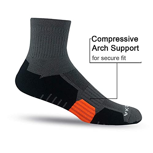 AKOENY Men's Athletic Quarter Socks 6-Pack - color: Black/Graphite Grey