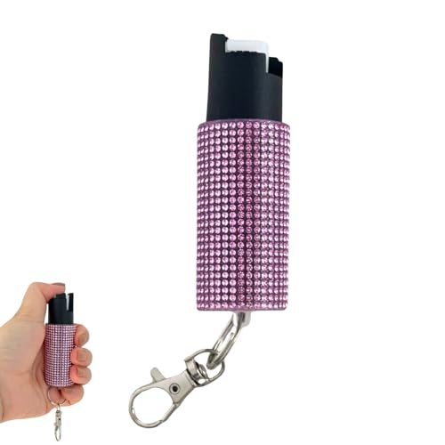 Pepper Spray for Women, Mini Bling Keychain, 12-Ft Range, Quick Release - color: Bling Pink Color