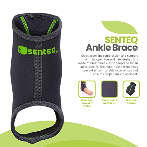 SENTEQ Ankle Brace for Men & Women- Compression Support for Sprained Ankles & Plantar Fasciitis, Elastic Neoprene Slim Sleeve for Jogging & Running, Ankle Stabilizer and Support for Walkers (X- Large) - size: X-Large