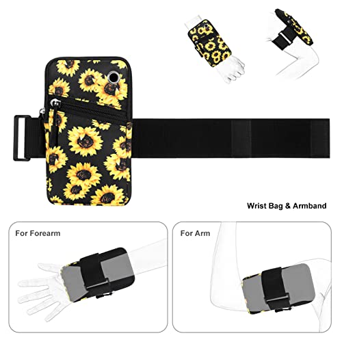 Cell Phone Armbands Pouch for Women Running Bag Compatible with Cellphone 6.28 Inches Full-Screen, Sunflower - color: Sunflower