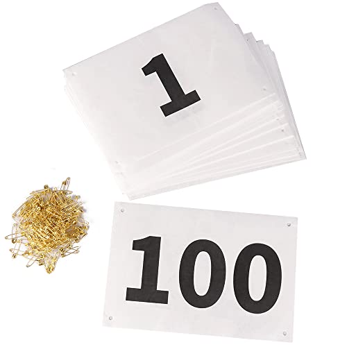 XTACER Race Bibs Safety Pins for Marathon Sports - color: #02 [5.5"x8.2"] Numbers 001-100