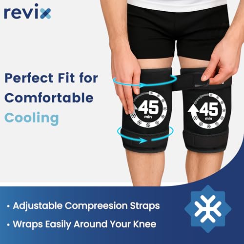 REVIX 2 Packs XXXL Knee Ice Pack Wrap Around Entire Knee and REVIX Wrist Ice Pack Wraps for Carpal Discomfort Soothing