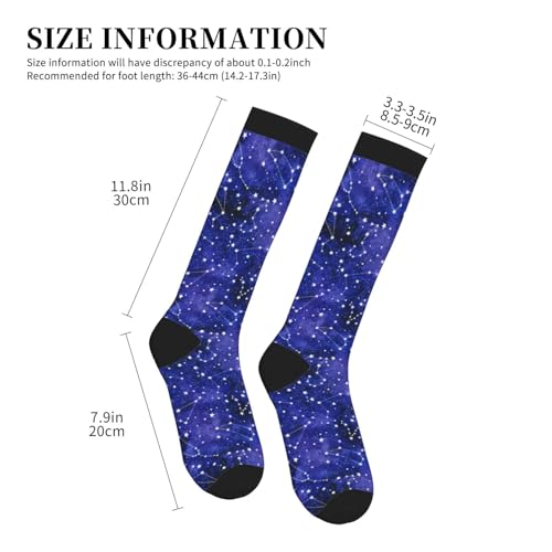 Camo Print Compression Socks Calf Knee High Support Socks Novelty For Women Men Nurse Athletic Running Hiking Travel - color: Galaxy Starry Sky