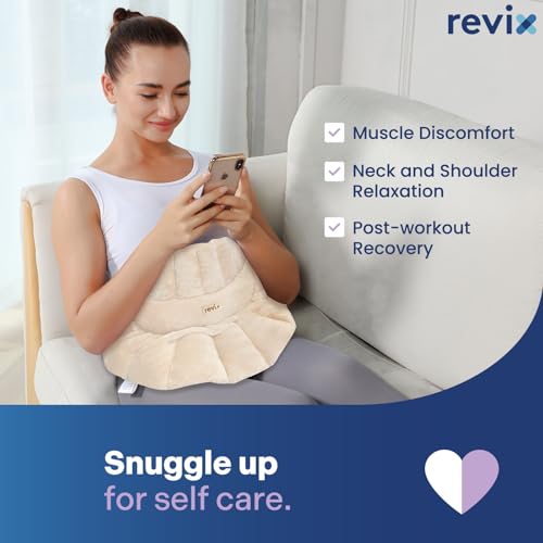 REVIX Microwavable Heating Pad for Neck Shoulder & Back, Moist Heat, Beige - color: Beige
