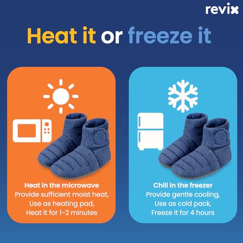 REVIX Microwavable Booties for Cold Feet, Heated Slippers, Navy S - size: S/M, style: Navy