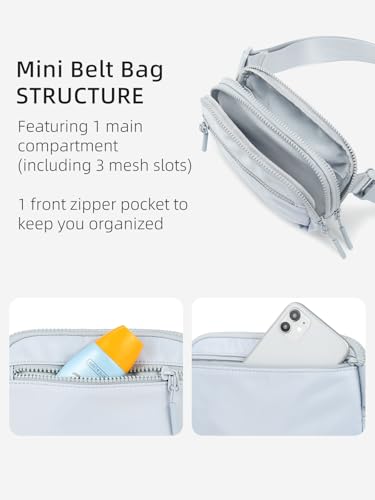 WESTBRONCO Fanny Packs for Women Men, Belt Bag with 4 Zipper Pockets, Fashion Waist Packs, Lightweight Crossbody Bags with Adjustable Strap for Workout/Running/Hiking (Light Grey) - color: A-Light Grey