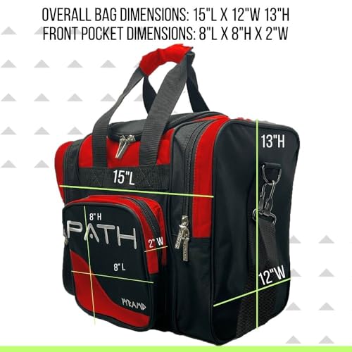 Pyramid Path Pro Deluxe Single Bowling Ball Tote - Holds One Ball, One Pair Shoes Up to Mens 15 - color: Red