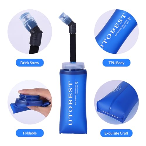 UTOBEST Soft Flask 350ML Collapsible Running Water Bottles - color: Blue-350ml*2