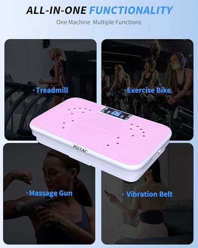 ROTAI Vibration Plate Exercise Machine for Lymphatic Drainage Massager & Weight Loss, 400 lbs Capacity Whole Body Vibrating Shake Plate Workout for Women and Men - color: Baby Pink