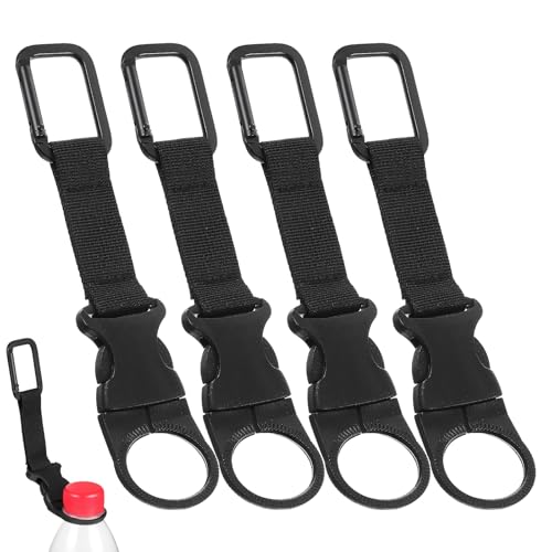 4 Pack Bottle Buckle Clip, Portable Water Bottle Ring Holder Heavy Duty Bottles Keychain for Outdoor Camping Hiking Traveling