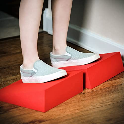 12" Foam Incline Stretch Wedge - Set of 2 - By Trademark Innovations (Brick Red) - color: Brick Red