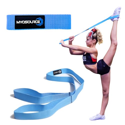 Myosource Kinetic Bands Cheerleading Flexibility Stunt Strap - Improve Stretching and Stunts for Cheer Dance Gymnastics & Physical Therapy – Stocking Stuffers Present for Kids Girls Adults - 12 Colors - color: Light Blue