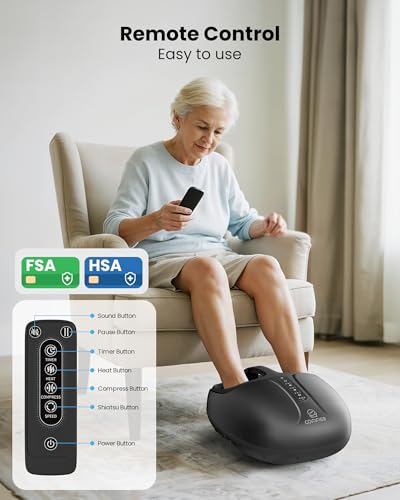 COMFIER Large Shiatsu Foot Massager with Heat, Size 15, FSA Eligible HSA - color: Obsidian Black