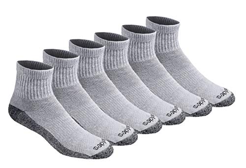 Dickies Men's Dri-Tech Moisture Control Quarter Socks, Available in M-XXL (6, 12, 18 Pairs) - color: Grey (6 Pairs), size: X-Large
