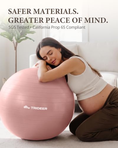 Trideer Yoga Ball for Exercise, Pregnancy, Active Sitting, 55/65/75cm - color: Blush Dawn Pink, size: L(23-26ines/58-65cm)