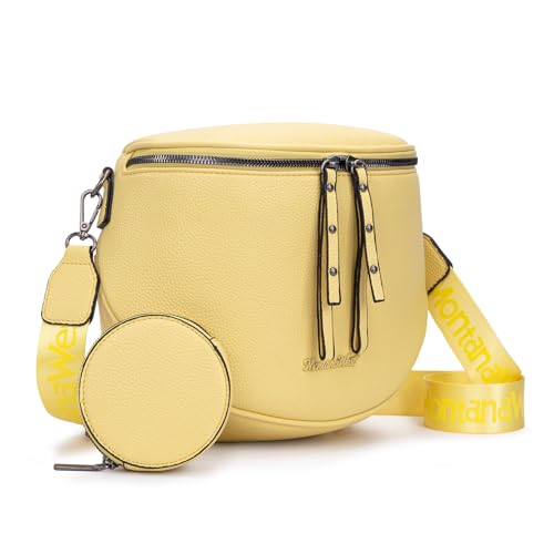 Montana West Crossbody Bag for Women, Vegan Leather Bum Bag with Coin Purse - color: Yellow