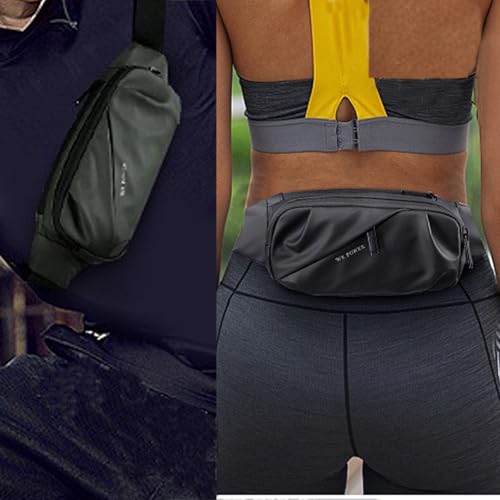 Waterproof Fanny Pack Cross Body Bag for Men & Women, Travel Sling Bag Crossbody Waist Bag Belt Bag Chest Anti Theft Small Purse for Outdoor, Cycling, Hiking, Running, Phone Holder-Black