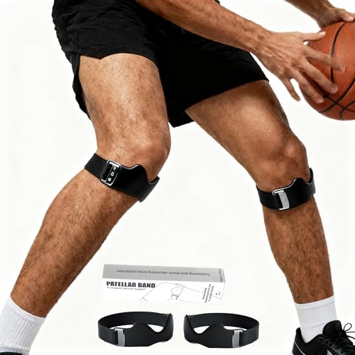 Silicone Patellar Tendon Support Strap 2 Pcs, Adjustable Non-Slip Patella Band Stabilizer Knee Brace for Jumpers Knee, Knee Pain Relief, fitness, Basketball, Running, Hiking, Soccer(Black) - color: Black