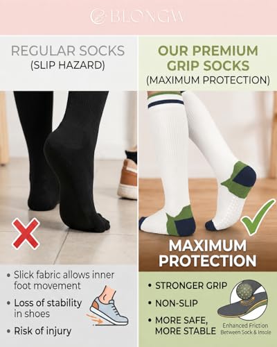 Compression Socks with Grips for Women Toe Pilates Socks Grippy Socks Woman Hospital Non Slip for Pregnancy Nurse - color: B04-Coffee/White