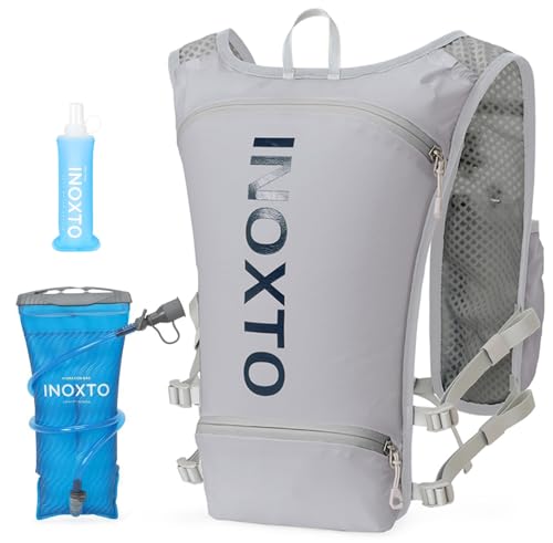 INOXTO Running Hydration Vest Backpack,Lightweight Insulated Pack with 1.5L Water Bladder Bag Daypack for Hiking Trail Running Cycling Race Marathon for Women Men - color: gray dark blue