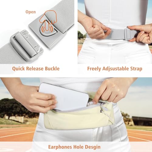 WHIPPY Slim Running Belt Fanny Pack for Women Men Elastic Runners Belt Waist Pouch Chest Bag Phone Holder Waist Pack for Running Hiking - color: 6-Light Yellow