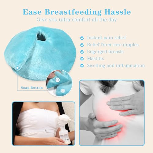 Hot/Cold Breast Gel Ice Packs Breastfeeding Cooling/Heat Pad Pain Relief - color: Blue