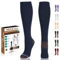 NEWZILL Copper Compression Dress Socks for Women & Men, 15-20 mmHg - color: Dark Blue, size: Small-Medium