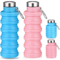 Baderke 2 Pcs Collapsible Water Bottles, 17oz, Pink, Blue - color: Pink, Blue