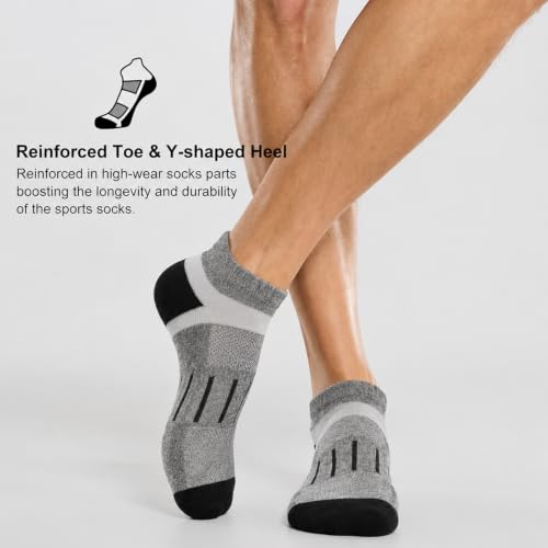 COOPLUS Mens Cushioned Ankle Running Socks Athletic Low Cut Moisture Wicking Cotton Short Sports Socks 7 Pairs - color: 7 Pairs Light Gray