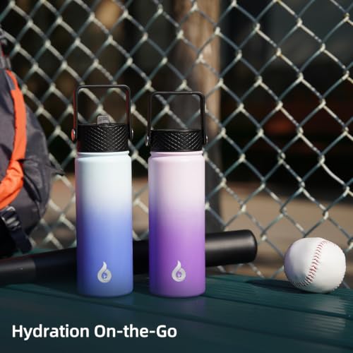 BJPKPK 18oz Insulated Water Bottle with Straw Lid, Stainless Steel Bottle - color: Sapphire, size: 18 Ounces