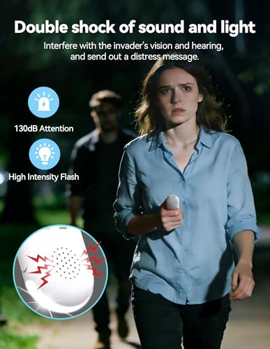 TECKNET Personal Safety Alarm, Rechargeable Personal Alarms for Women, 130dB Extra Loud Siren & Strobe Light Travel Safe Self Defense Alarm, Gift for Women, College Girls, Teenagers, Seniors(White) - color: White