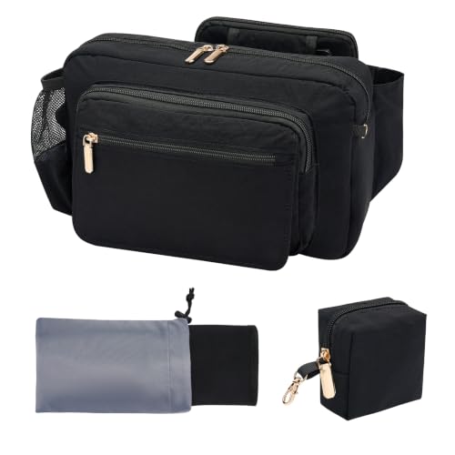 Rexmore Diaper Fanny Pack, Taslan Nylon Crossbody Mom Purse, Black - color: Black