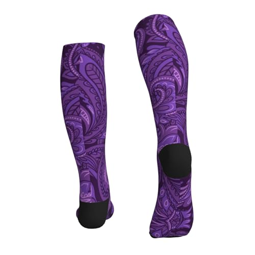 Compression Socks Women And Men For Nurses Travel Pregnancy Recovery Running Athletic - color: Purple Paisley Bandanna