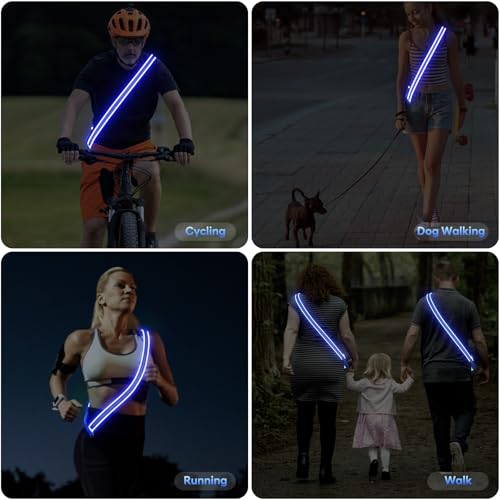ChalkLit LED Reflective Night Running Gear High Visibility LED Flashing Sash - color: Blue