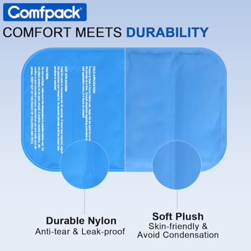 Comfpack Large Ice Pack for Injuries Gel Pack for Lower Back Pain Relief Reusable Hot Cold Therapy Cold Pack for Back, Shoulder, Elbow, Hip, Knee, Soft Cold Compress, 9.8 × 17.7" - size: 9.8×17.7 Inch