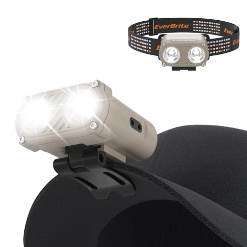 EverBrite Rechargeable Headlamp, Clip-On Hat Light with Motion Sensor