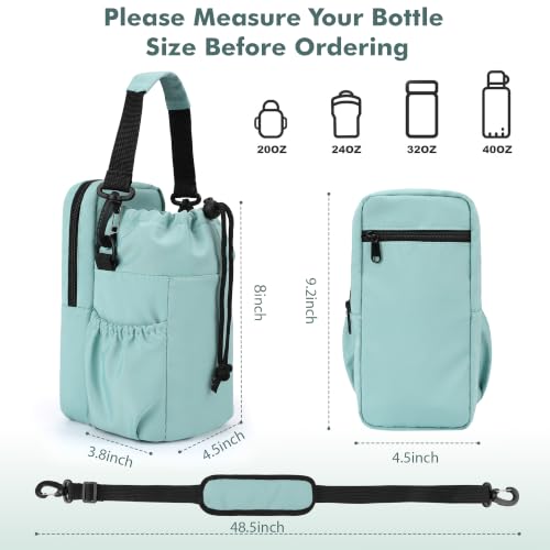 Water Bottle Holder with Strap, 32/40oz Insulation Water Bottle Carrier Bag with Phone Pocket, Water Bottle Sling Bag Crossbody Water Bottle Holder for Hiking Walking - color: Turquoise
