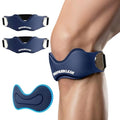 MANUEKLEAR V-Shaped Patella Bands, Adjustable Flex Wrap Patellar Tendon Support Strap for Men Women, Silicone Patella Knee Straps Suitable for Pain Relief Running Hiking Basketball, (2pcs) (Blue) - color: Blue